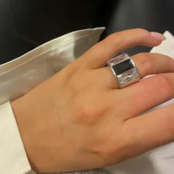 Ring Black And White Silver