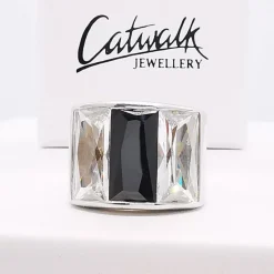 Ring Black And White Silver