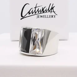 Ring Black And White Silver