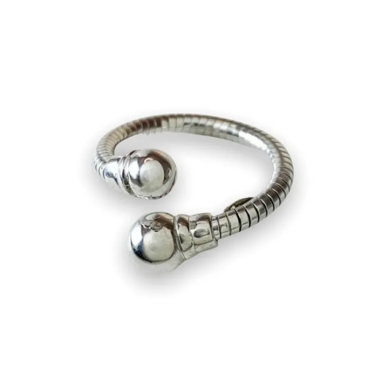 Ring Double Balls Rhodinerat Silver