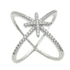 Ring Double Cross Sparkling Silver