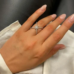 Ring Double Cross Sparkling Silver