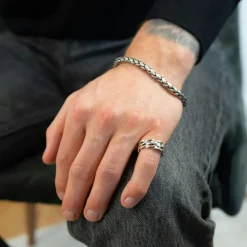 Ring Fishbone Oxiderat Silver