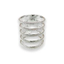 Ring Five Lines Sparkling Silver