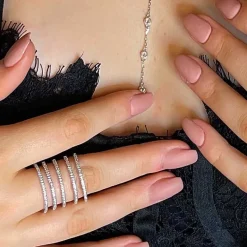 Ring Five Lines Sparkling Silver