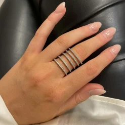 Ring Five Lines Sparkling Silver