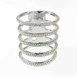 Ring Five Lines Sparkling Silver
