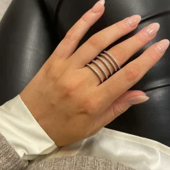 Ring Five Lines Sparkling Silver