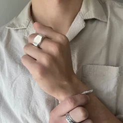 Ring Klackring Hexagon Silver