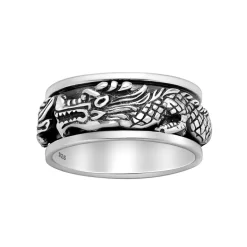 Ring Spinning Dragon Oxiderat Silver