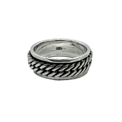Ring Spinning Thick Curb Oxiderat Silver