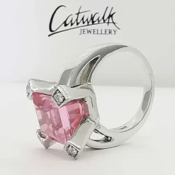 Ring Square Pink Sparkling Silver