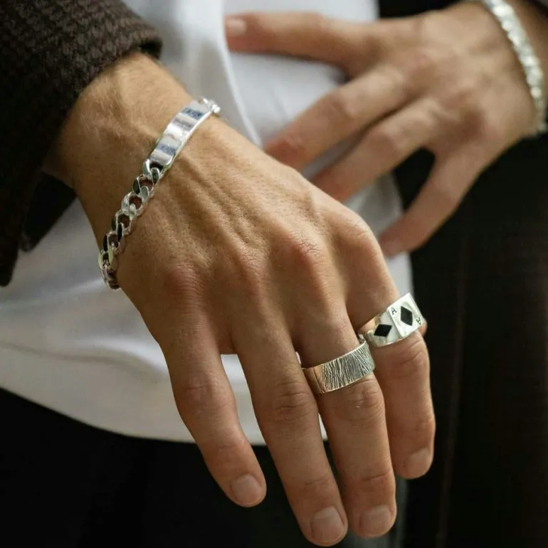 Ring Striped Oxiderat Silver