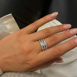 Ring Triple Row Sparkling Silver