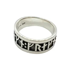 Ring Viking Runes Oxiderat Silver
