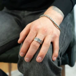 Ring Viking Runes Oxiderat Silver