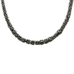 Rund Kejsarlänk Oxiderat Silver - Halsband 3 mm