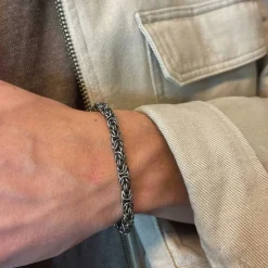 Rund Kejsarlänk Oxiderat Silver - Armband 5,4 mm