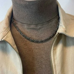 Rund Kejsarlänk Oxiderat Silver - Halsband 5,4 mm