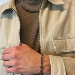 Rund Kejsarlänk Oxiderat Silver - Halsband 5,4 mm
