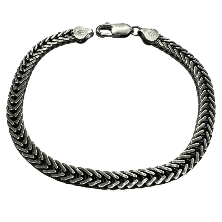 Rävsvanslänk Oxiderat Silver - Armband