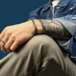 Rävsvanslänk Oxiderat Silver - Armband