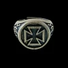 Signetring Knight Cross Oxiderat Silver