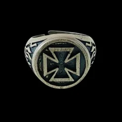 Signetring Knight Cross Oxiderat Silver