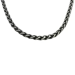 Spigalänk Halsband Oxiderat Silver - 4 mm