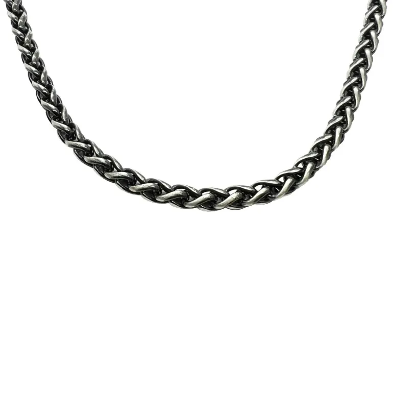 Spigalänk Halsband Oxiderat Silver - 4 mm
