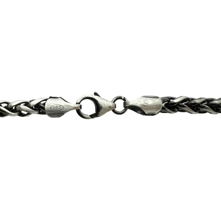 Spigalänk Halsband Oxiderat Silver - 4 mm