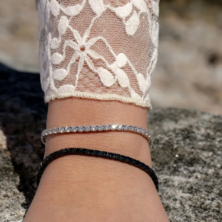 Tennisarmband Black Silver - 3 mm