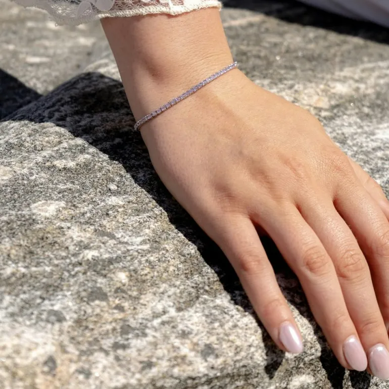 Tennisarmband Pink Silver - 2 mm