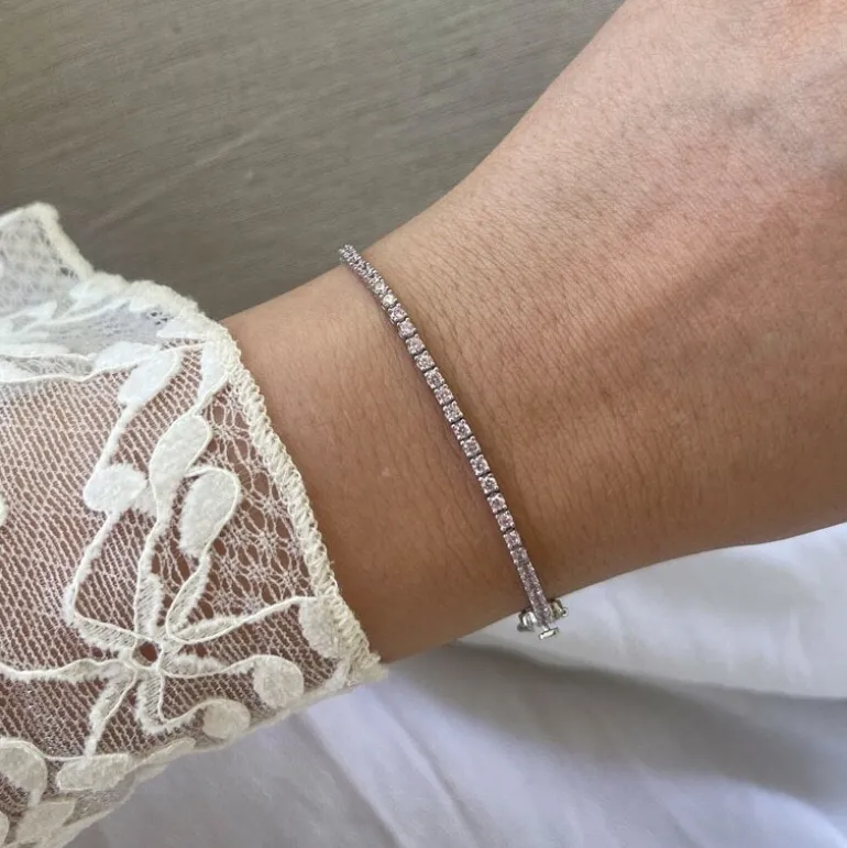 Tennisarmband Pink Silver - 2 mm