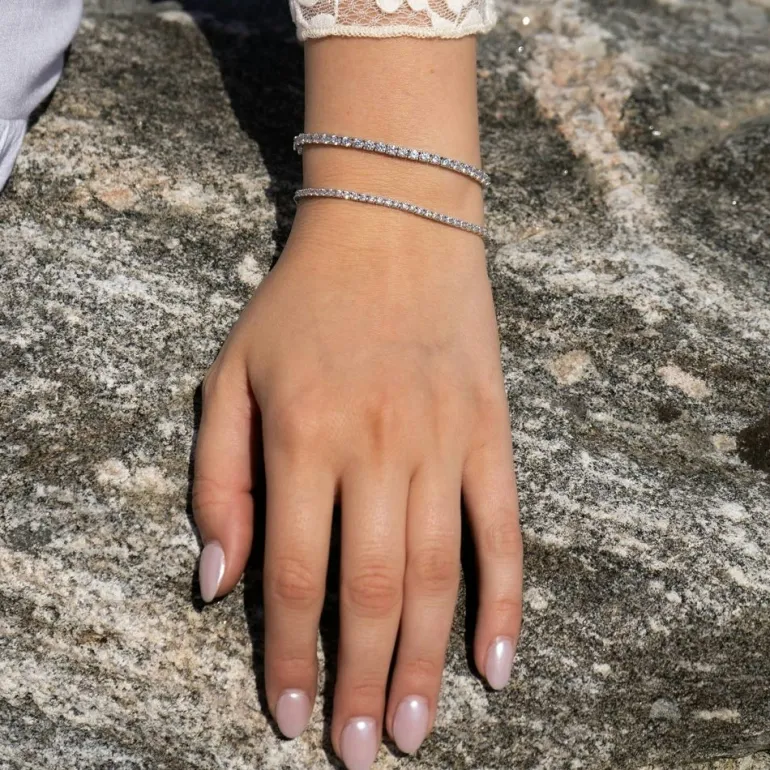 Tennisarmband White Silver - 2 mm