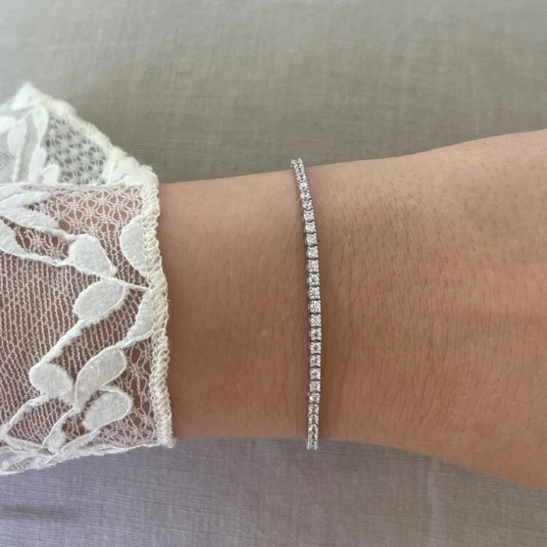 Tennisarmband White Silver - 2 mm