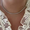 Tennishalsband White Silver - 2 mm