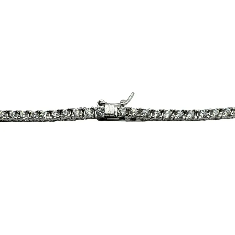 Tennishalsband White Silver - 2 mm