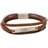 Tredelat Läderarmband Brunt
