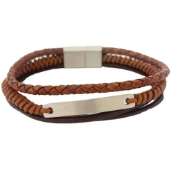 Tredelat Läderarmband Brunt
