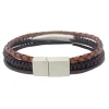 Tredelat Läderarmband Brunt