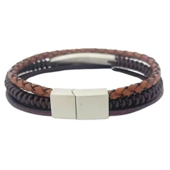 Tredelat Läderarmband Brunt