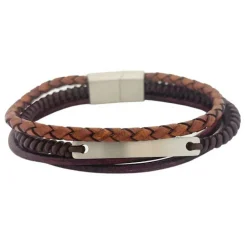 Tredelat Läderarmband Brunt