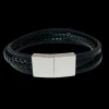 Treradigt Läderarmband - Svart