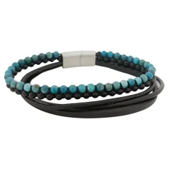 Treradigt Läderarmband Bead Blue Apatite / Onyx