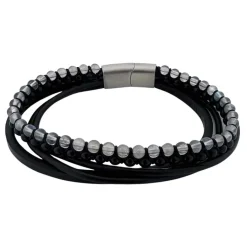 Treradigt Läderarmband Bead Labradolite / Onyx
