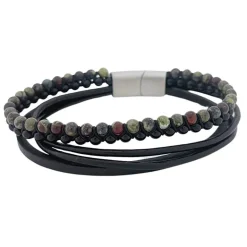 Treradigt Läderarmband Dragon Blood / Onyx