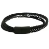 Treradigt Läderarmband Svart