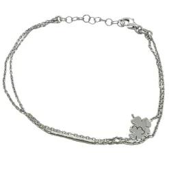 Tvåradigt Armband Fyrklöver Rhodinerat Silver