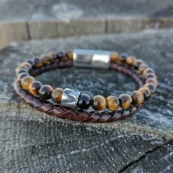 Tvåradigt Läderarmband - Brun